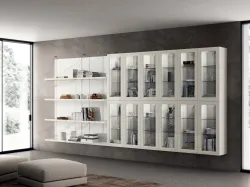 Libreria Living Exclusiva in laccato lucido Bianco Prestige di Scavolini