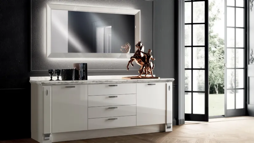 Madia Living Exclusiva in laccato Lucido Grigio Chiaro di Scavolini