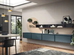 Parete Attrezzata Living Jeometrica Verde Ottanio di Scavolini