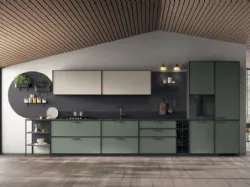 Cucina Moderna Jeometrica in decorativo Selva e Soft Beige di Scavolini