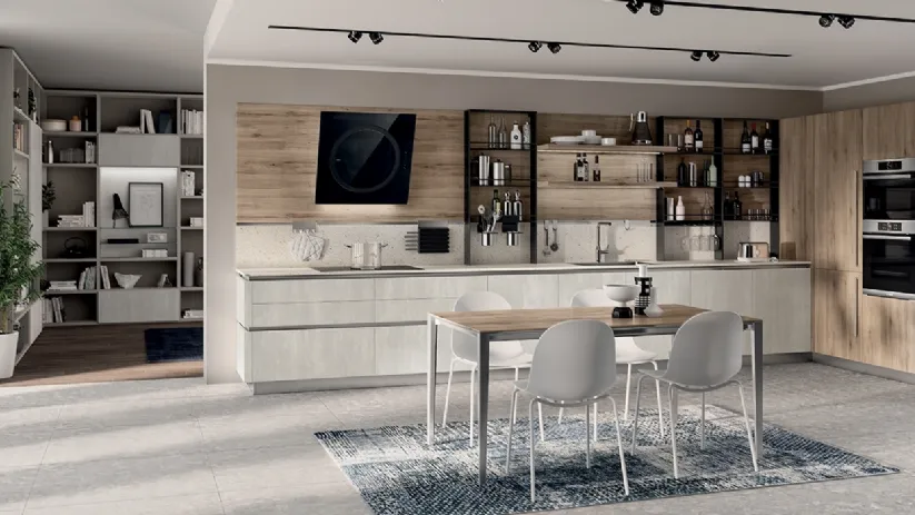 Cucina Moderna Liberamente Concrete Jersey e Rovere Voyage di Scavolini