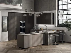 Cucina Moderna Liberamente in Biomalta Argilla Agra e Rovere Carbone di Scavolini