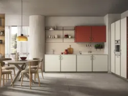 Cucina su misura Jeometrica in decorativo Bianco Puro e Paprika di Scavolini