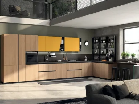 Cucina su misura Liberamente Rovere Grano e Giallo Senape di Scavolini