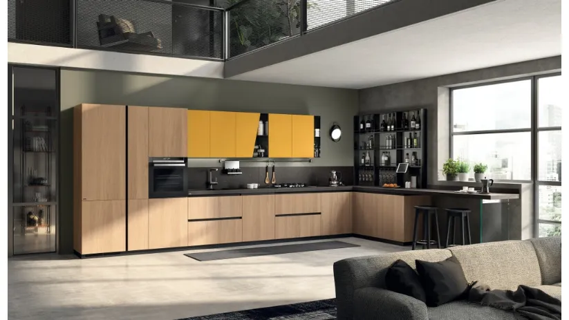 Cucina su misura Liberamente Rovere Grano e Giallo Senape di Scavolini